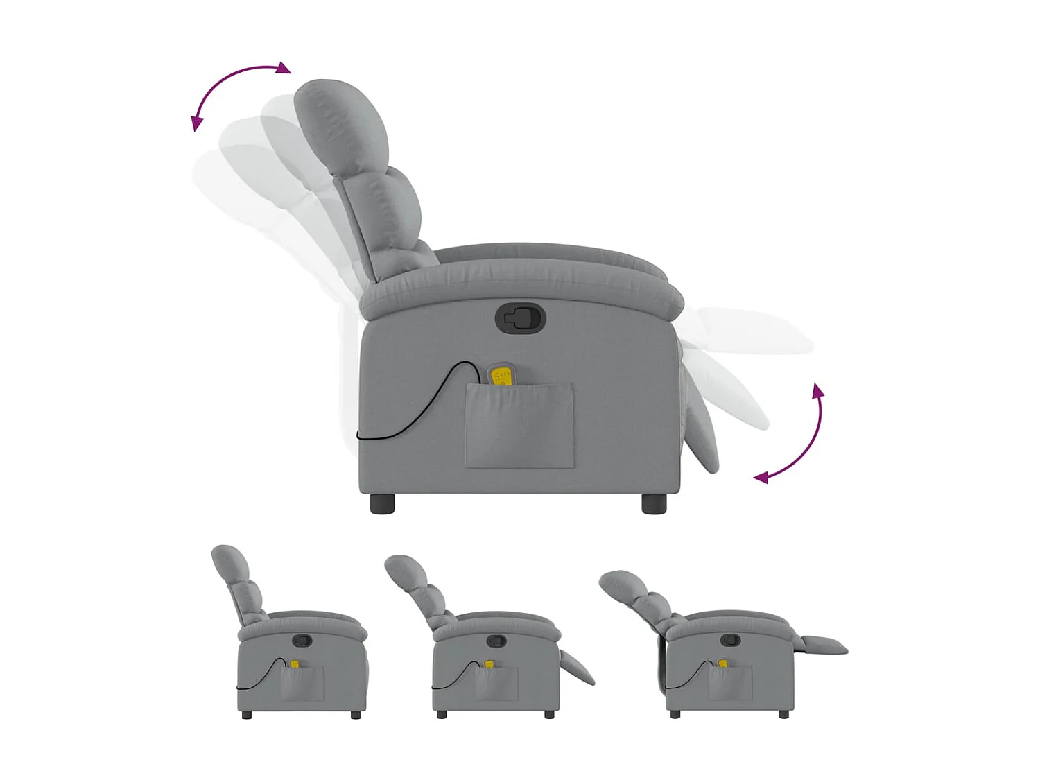 Fauteuil inclinable-Chaise de relax-Fauteuil de Massage gris clair tissu SHL4905