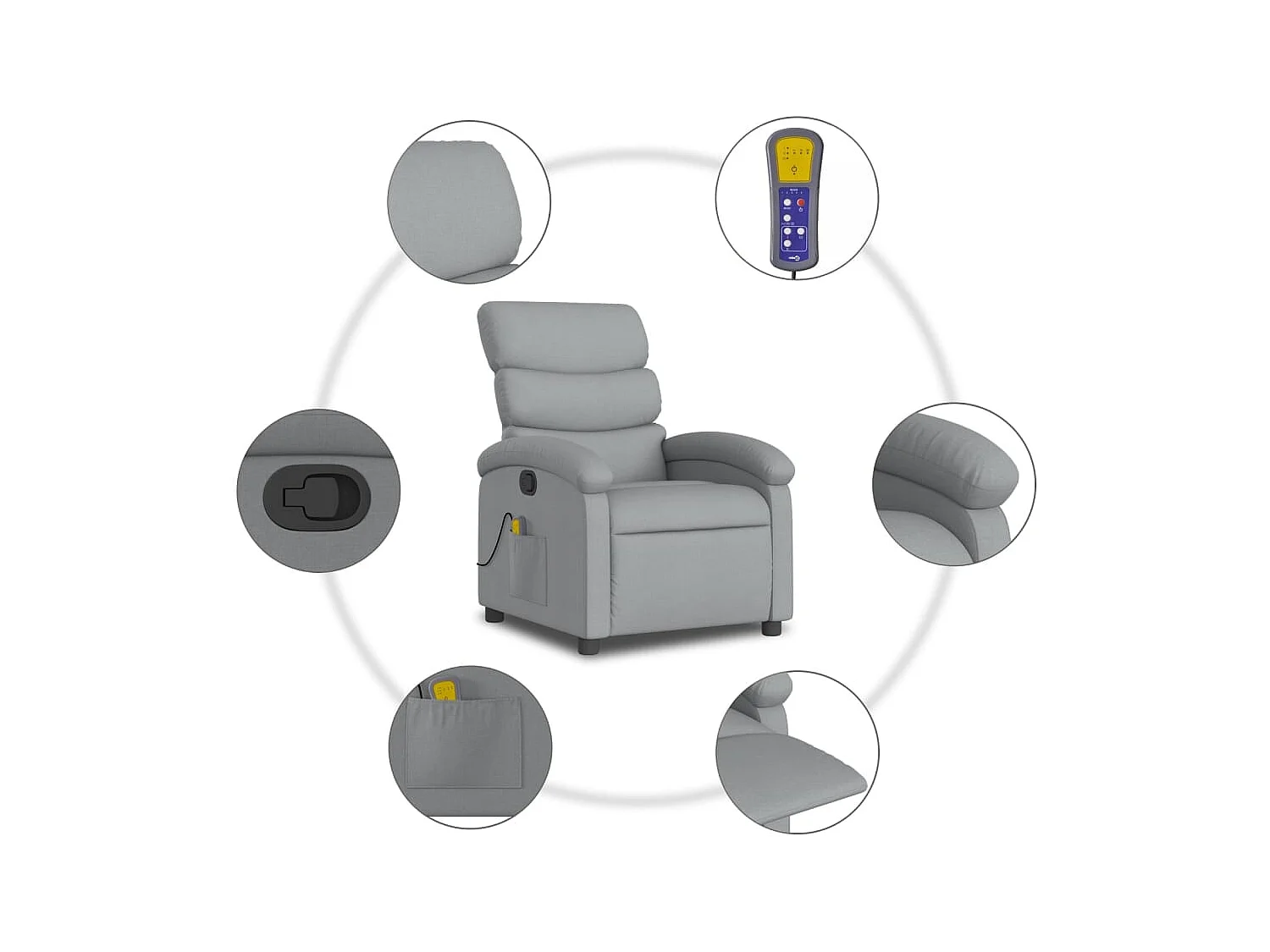 Massagestoel met lichtgrijze stof