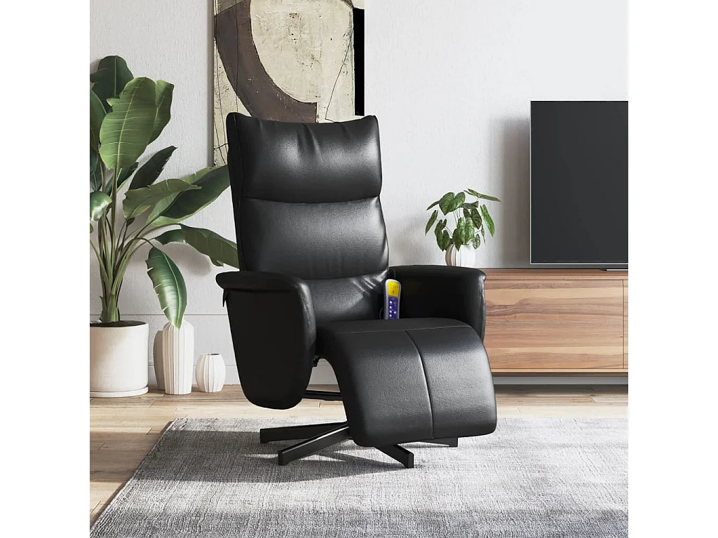 Massagesessel | Relaxsessel mit Fußteil Schwarz Kunstleder SHL89499