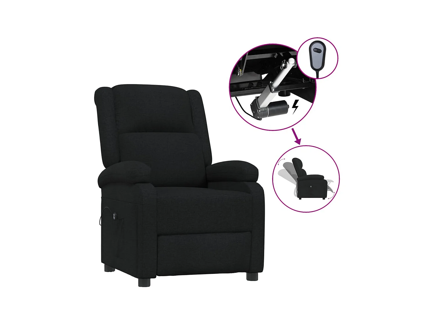 Fauteuil inclinable électrique-Chaise de relax Noir Tissu SHL5371