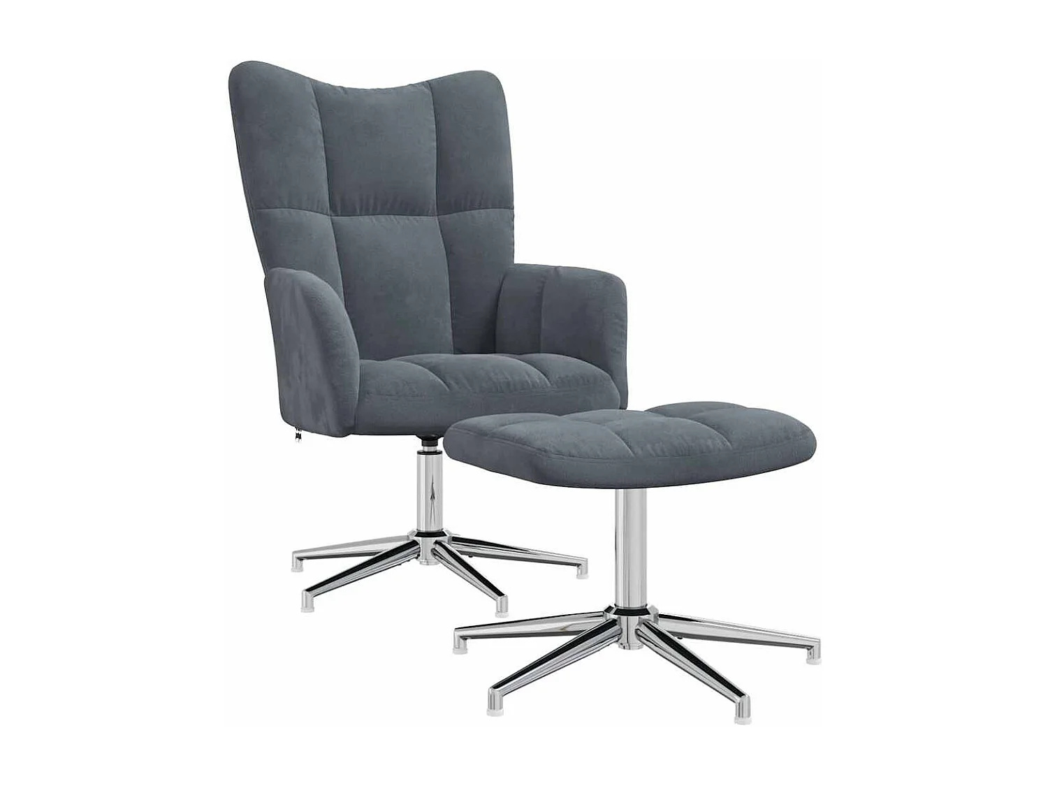 Relaxstoel | Fauteuil met voetenbank fluweel donkergrijs