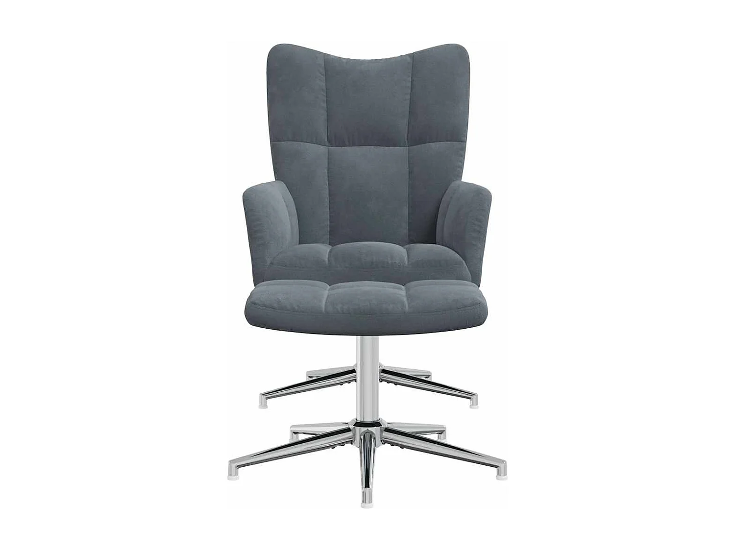 Relaxstoel | Fauteuil met voetenbank fluweel donkergrijs