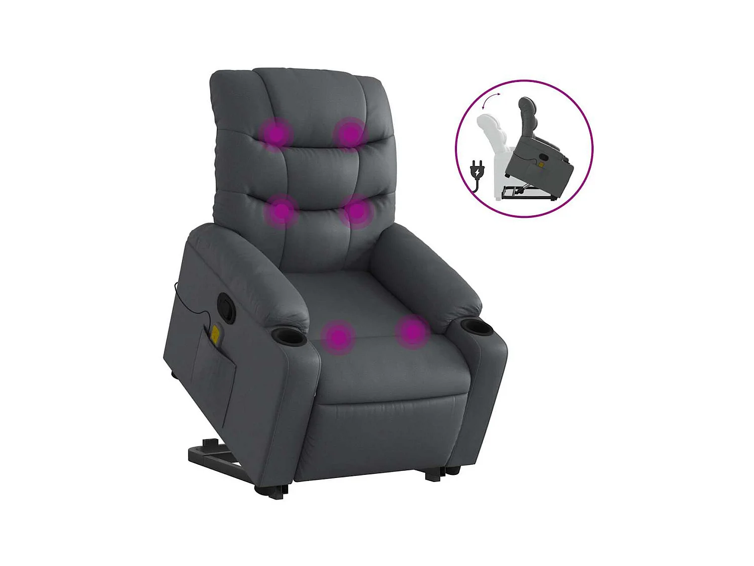 Fauteuil inclinable-Chaise de relax-Fauteuil de Massage Gris Similicuir SHL2720