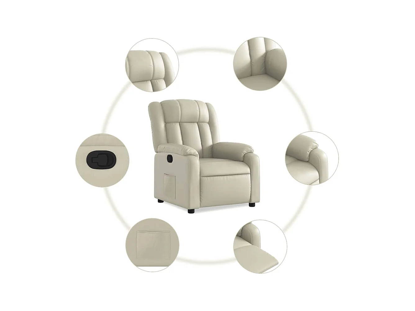 Sillón de relax | Sillón reclinable de cuero sintético crema SHL8101