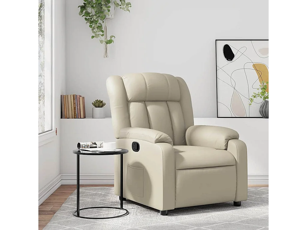 Relaxsessel | Lounge Sessel für Wohnzimmer Creme Kunstleder SHL60208