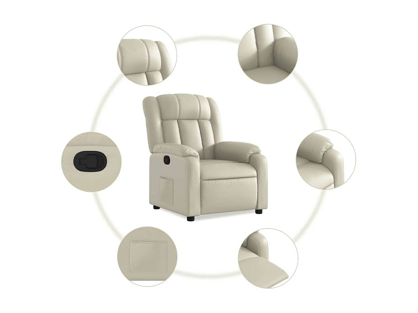 Relaxsessel | Lounge Sessel für Wohnzimmer Creme Kunstleder SHL60208