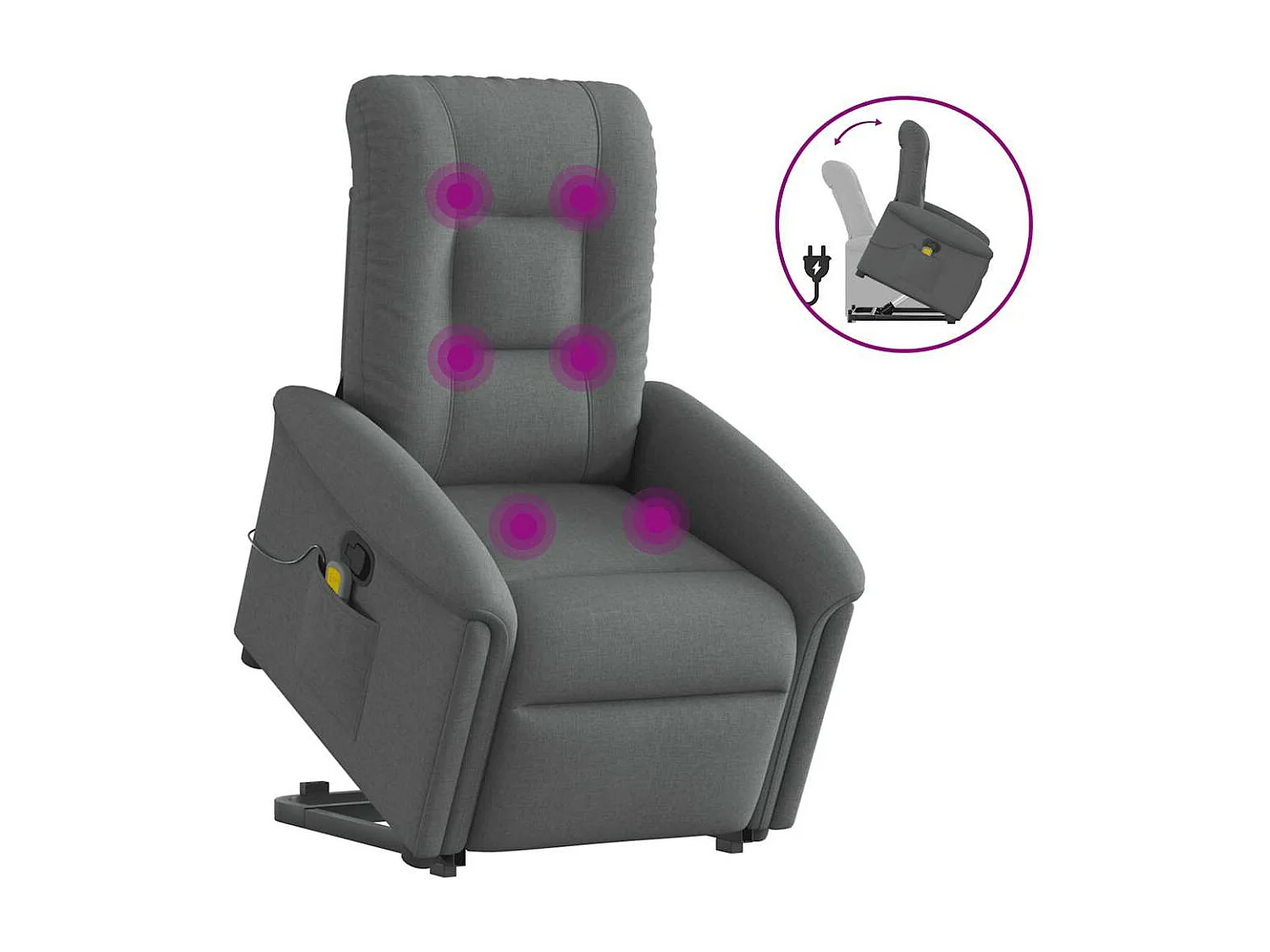 Fauteuil inclinable-Chaise de relax-Fauteuil de Massage Gris foncé Tissu SHL4108