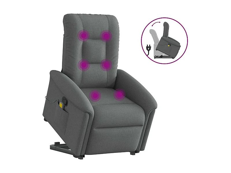 Fauteuil inclinable-Chaise de relax-Fauteuil de Massage Gris foncé Tissu SHL4108