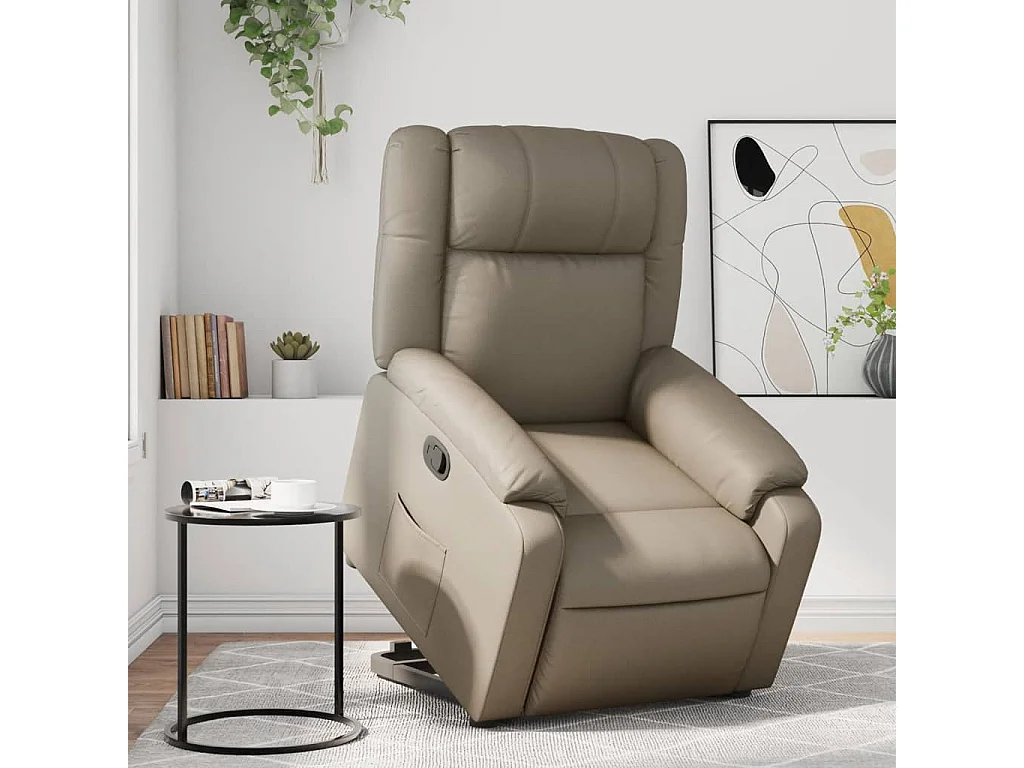 Relaxsessel | Lounge Sessel für Wohnzimmer mit Aufstehhilfe Cappuccino-Braun Kunstleder SHL60340