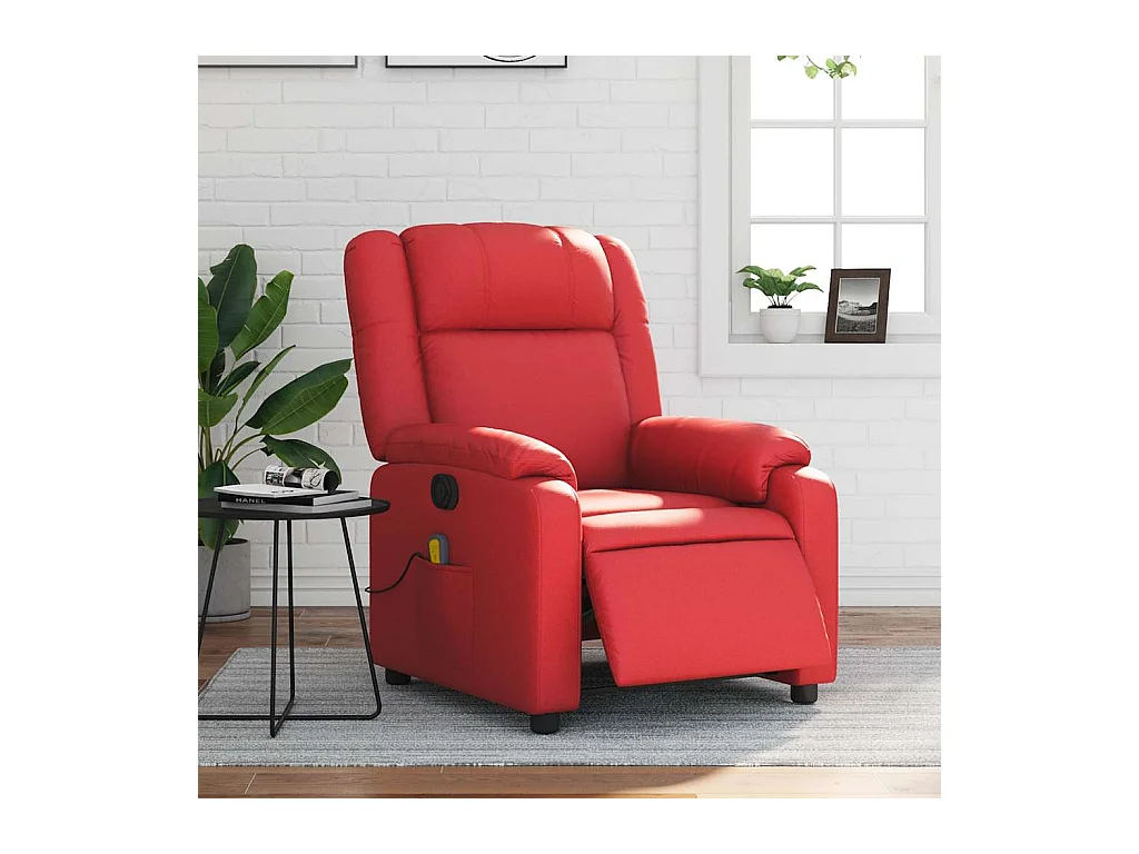 Sillón de salón | Silla | Sillón de masaje reclinable eléctrico de cuero artificial rojo SHL3403