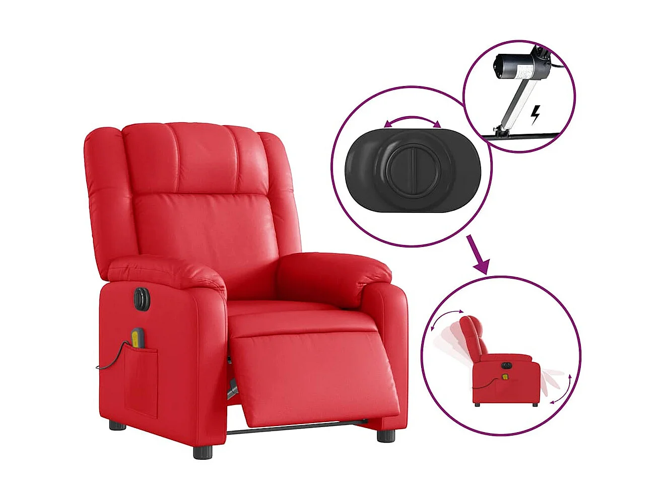 Fauteuil inclinable électrique-Fauteuil de massage pour Salon rouge similicuir SHL3908