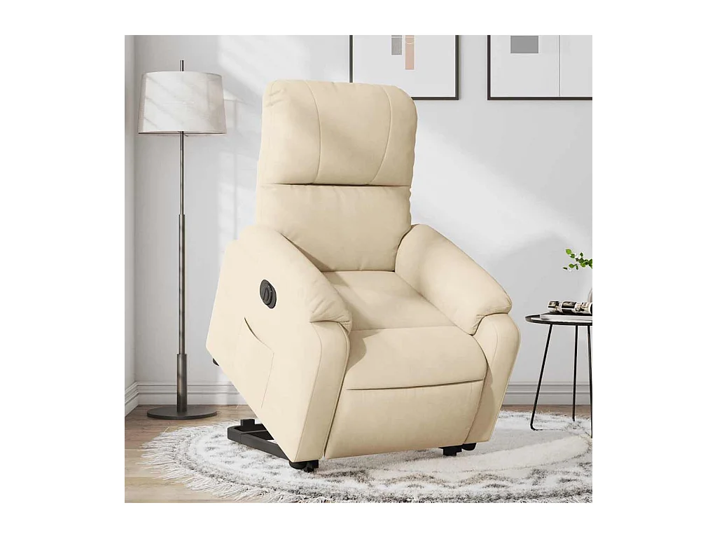 Silla de relax | Sillón eléctrico reclinable elevable tela microfibra crema SHL3041