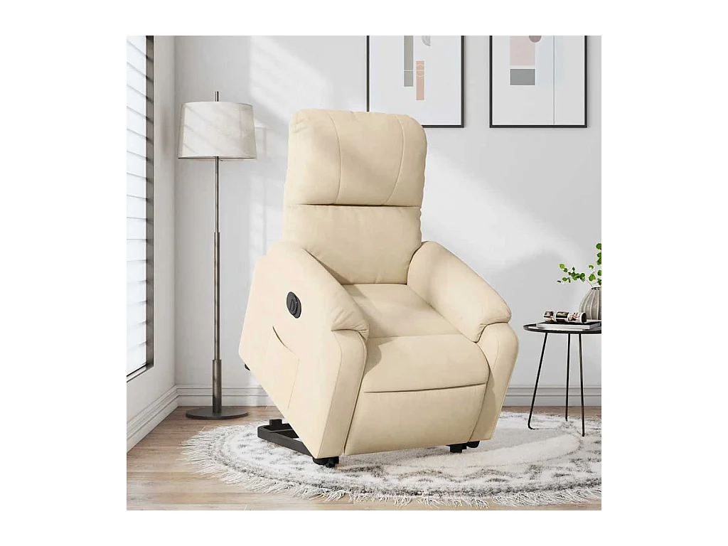 Silla de relax | Sillón eléctrico reclinable elevable tela microfibra crema SHL3041