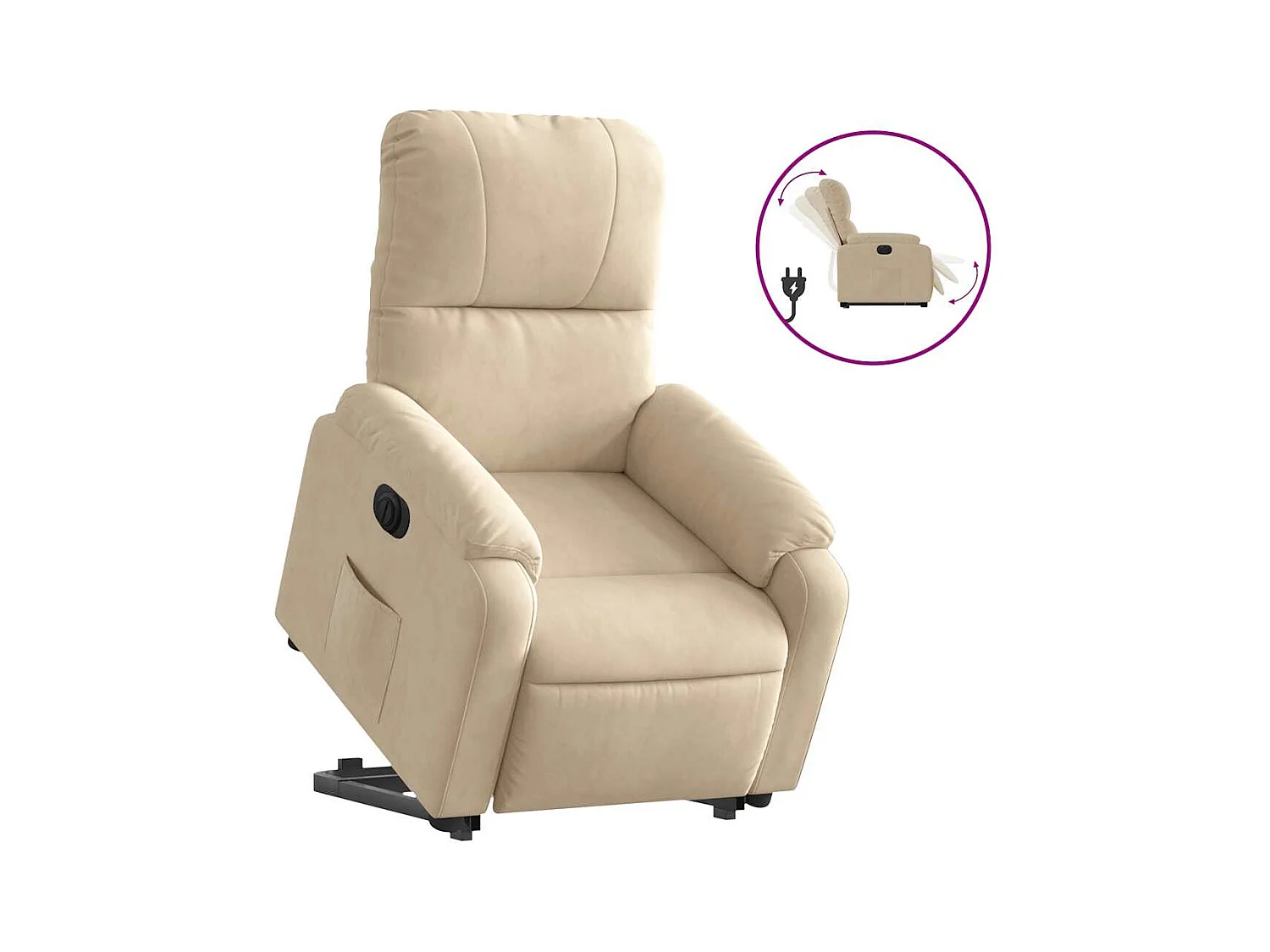 Fauteuil inclinable électrique-Chaise de relax-Fauteuil salon crème tissu microfibre SHL2749