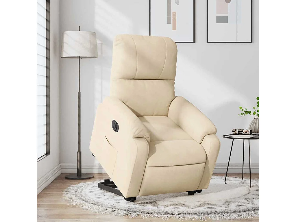 Fauteuil inclinable électrique-Chaise de relax-Fauteuil salon crème tissu microfibre SHL2749