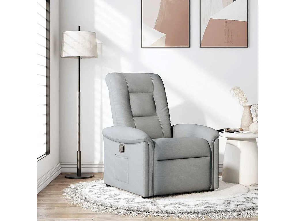 Relaxsessel | Lounge Sessel für Wohnzimmer Hellgrau Stoff SHL48109