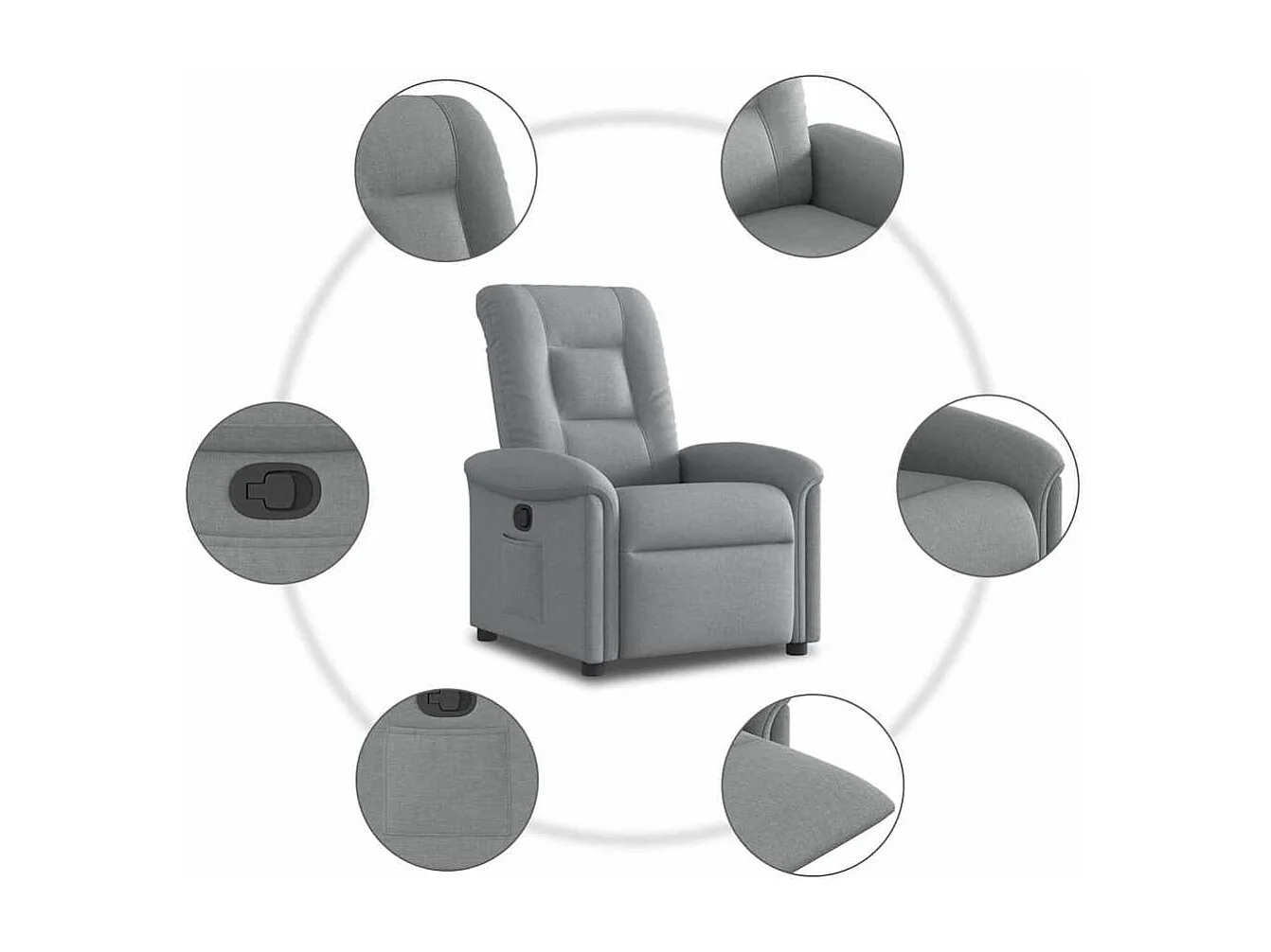 Relaxsessel | Lounge Sessel für Wohnzimmer Hellgrau Stoff SHL48109