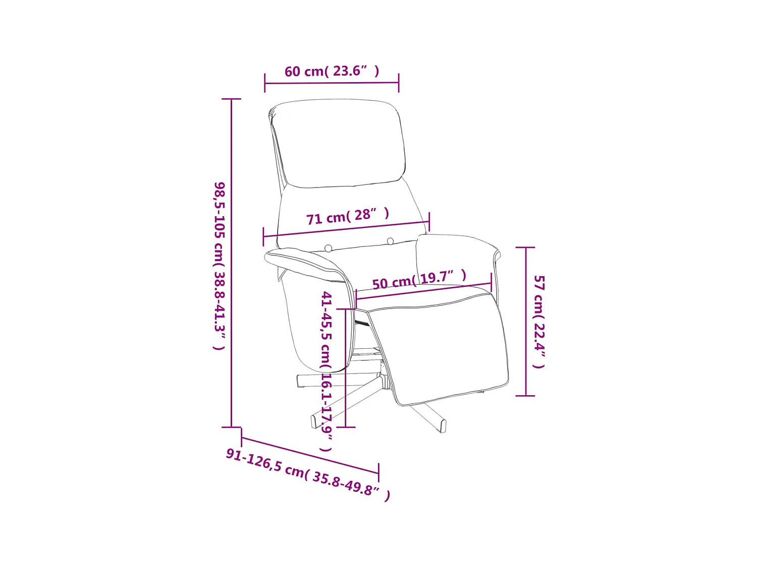 Sillón de relax | Sillón reclinable con reposapiés tela gris claro SHL7822