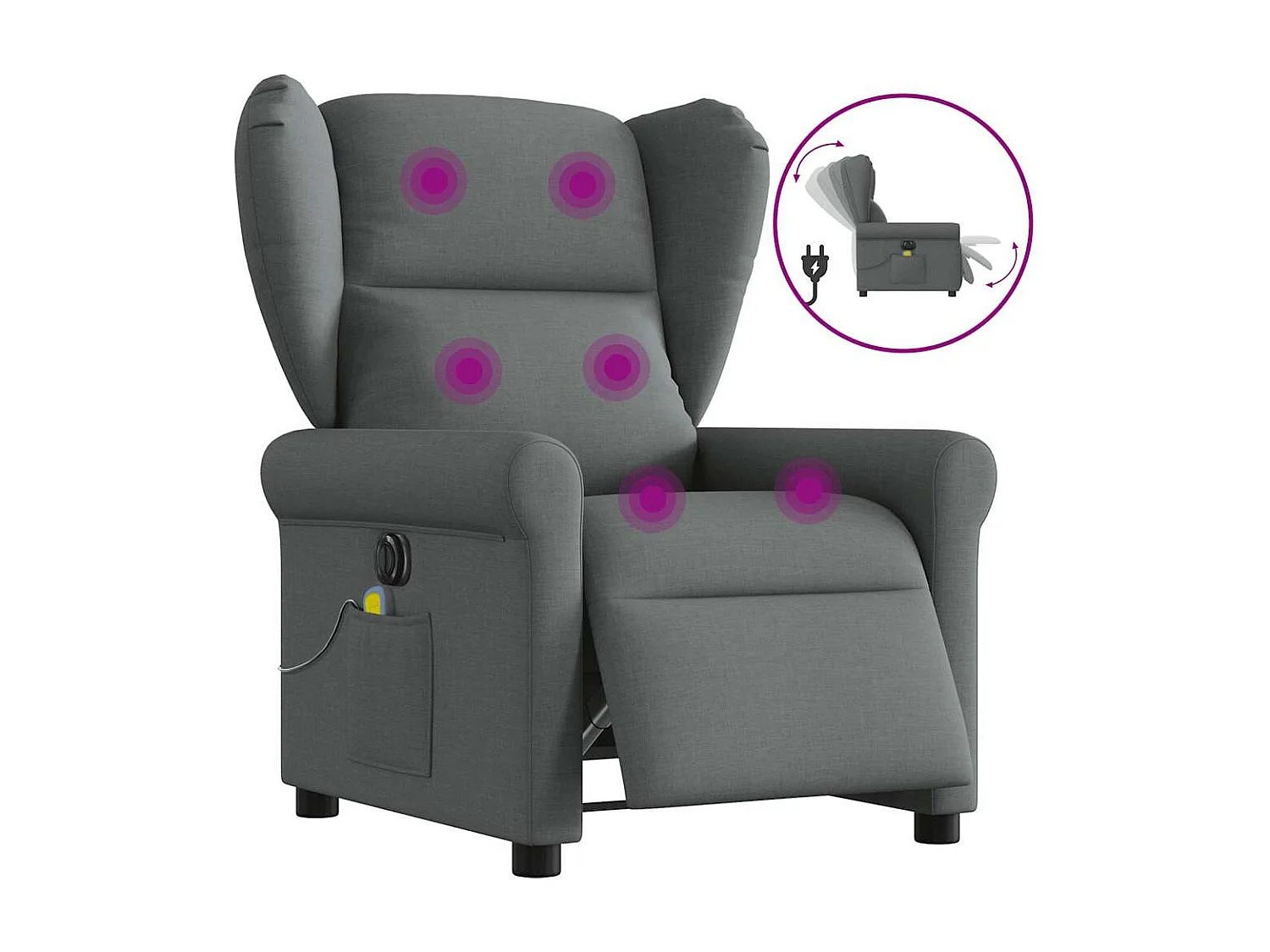 Massagesessel Elektrisch | Relaxsessel indoor Dunkelgrau Stoff SHL31364