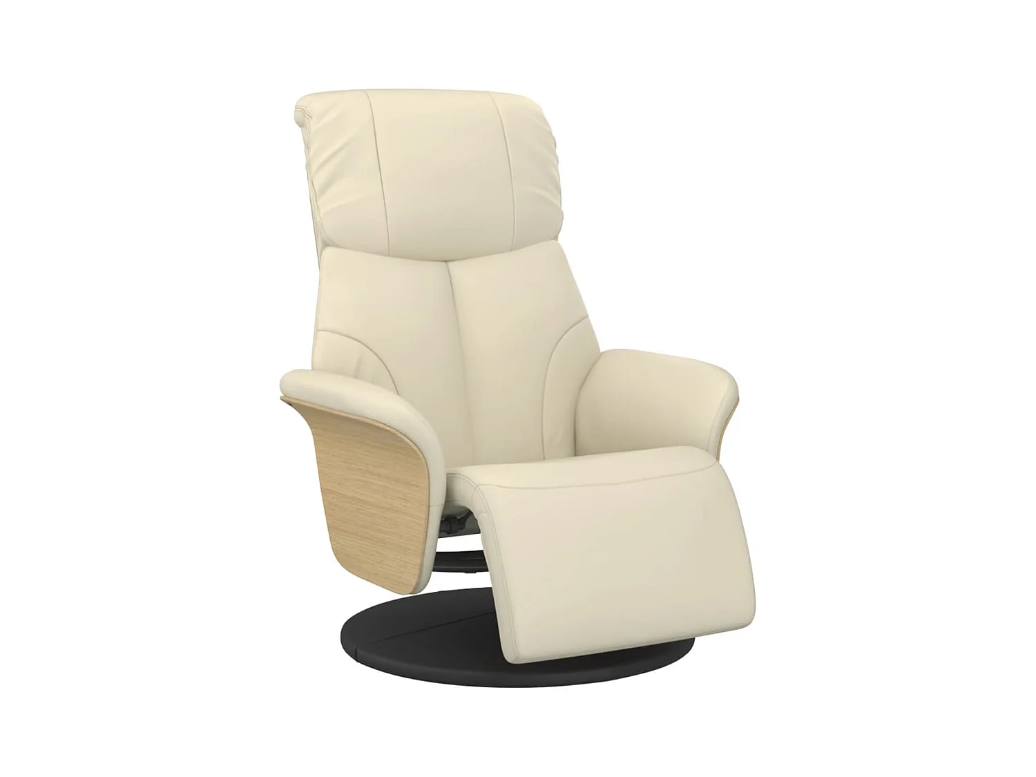 Fauteuil inclinable-Fauteuil salon avec repose-pieds crème similicuir SHL1184