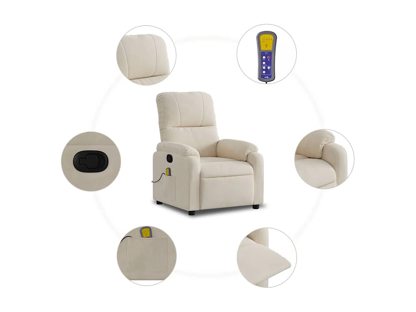Sillón de relax | Sillón reclinable de masaje tela de microfibra beige SHL3537