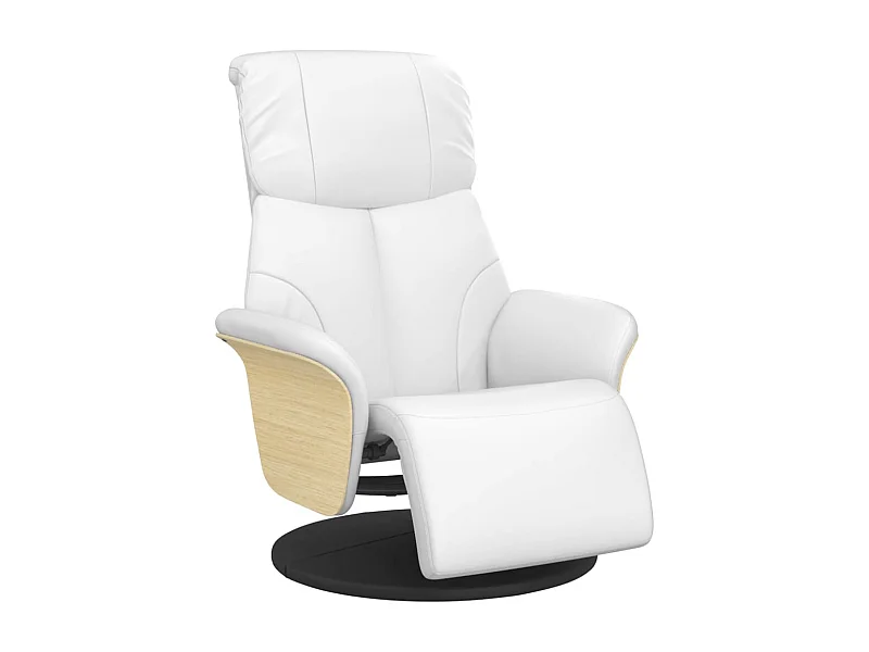 Relaxstoel | Fauteuil | Bureaustoel verstelbaar met voetensteun kunstleer wit