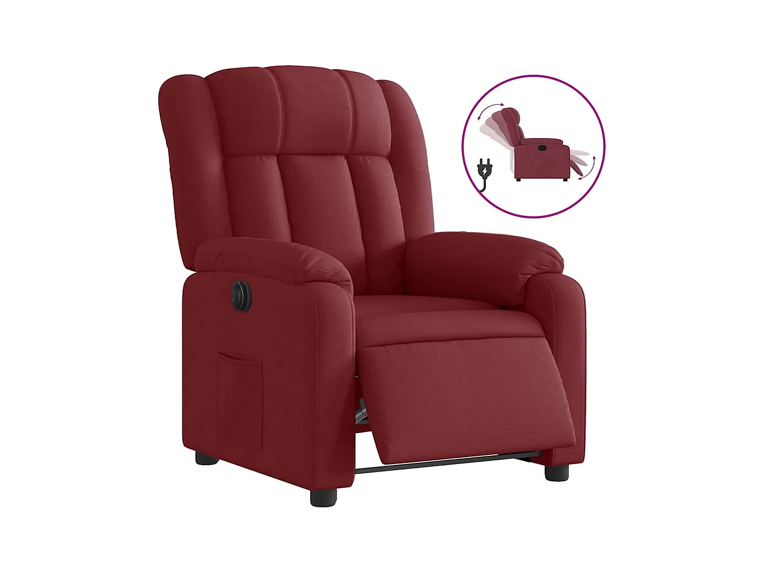 Fauteuil inclinable électrique-Chaise de relax-Fauteuil salon Rouge bordeaux Tissu SHL4515