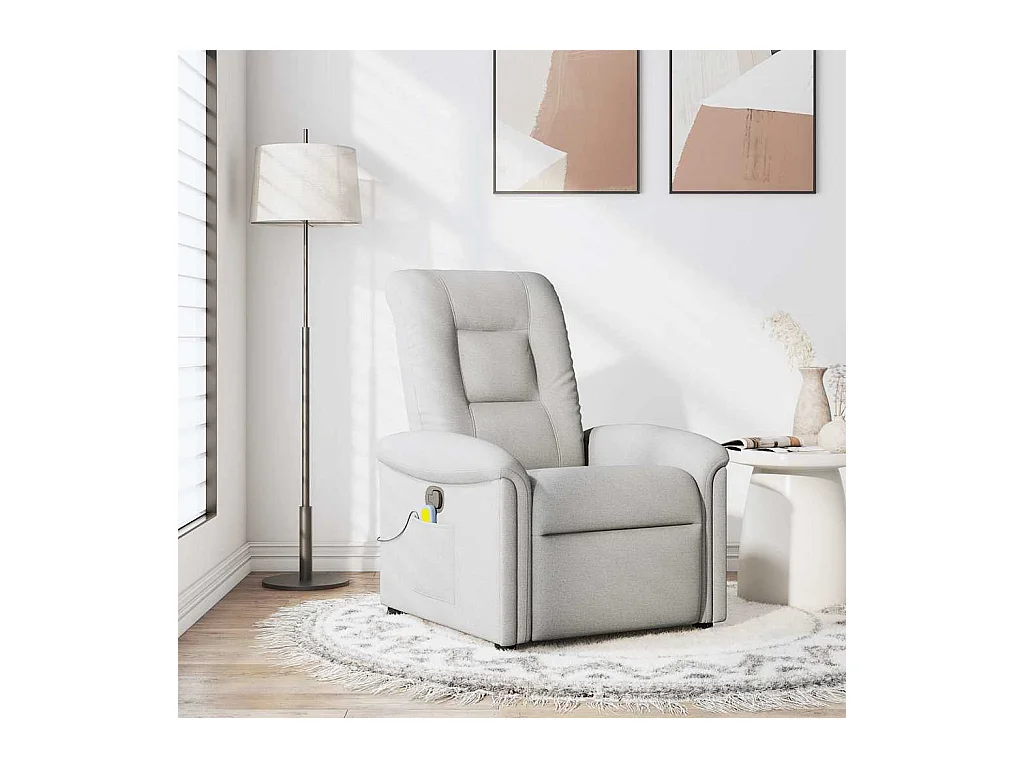 Fauteuil inclinable-Chaise de relax-Fauteuil de Massage gris nuage tissu SHL4134