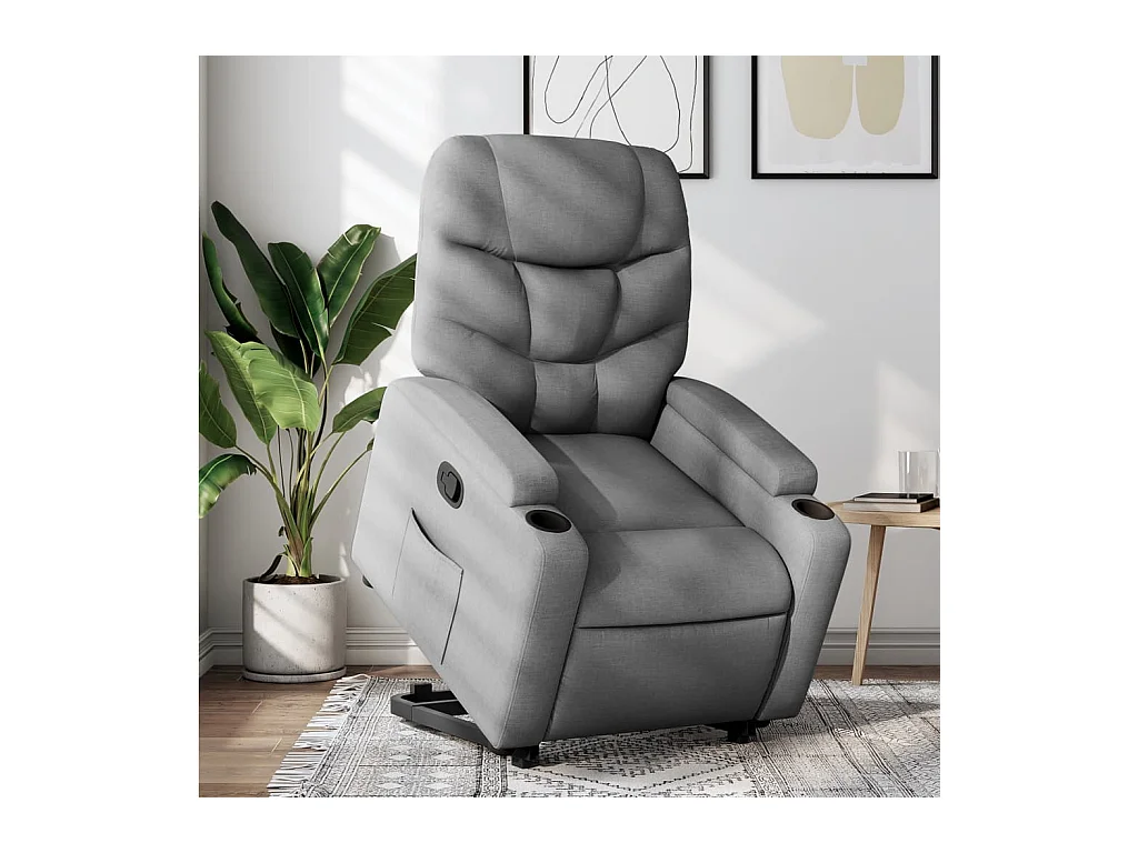 Sillón de relax | Silla | Sillón reclinable elevable de tela gris claro SHL4577