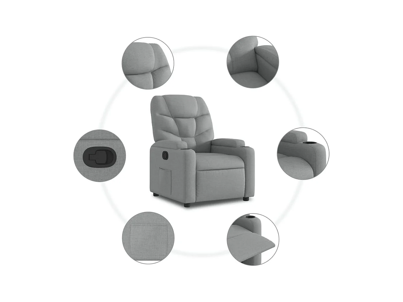 Sillón de relax | Silla | Sillón reclinable elevable de tela gris claro SHL4577