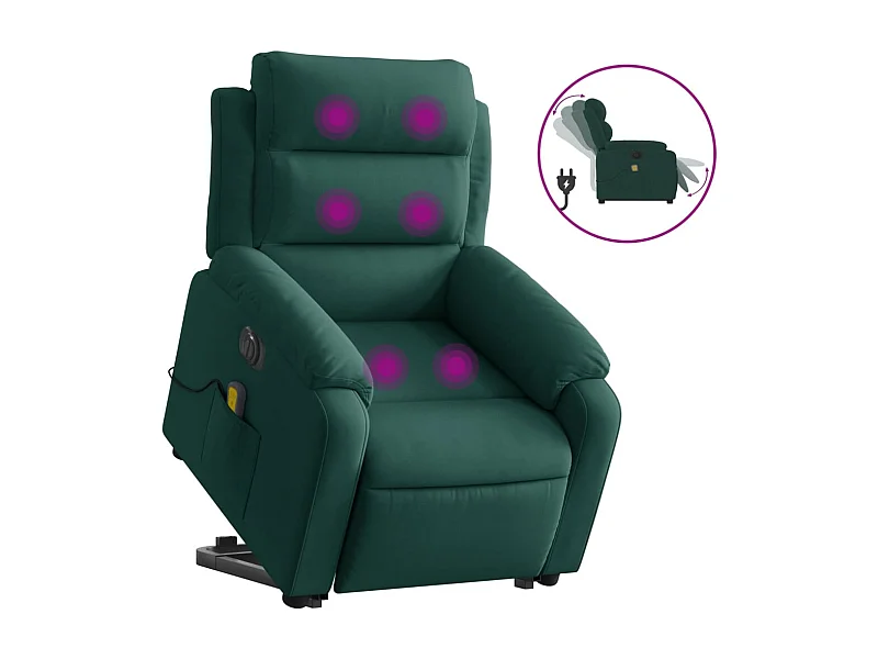 Sillón de salón | Silla | Sillón masaje reclinable elevable terciopelo verde oscuro SHL8961