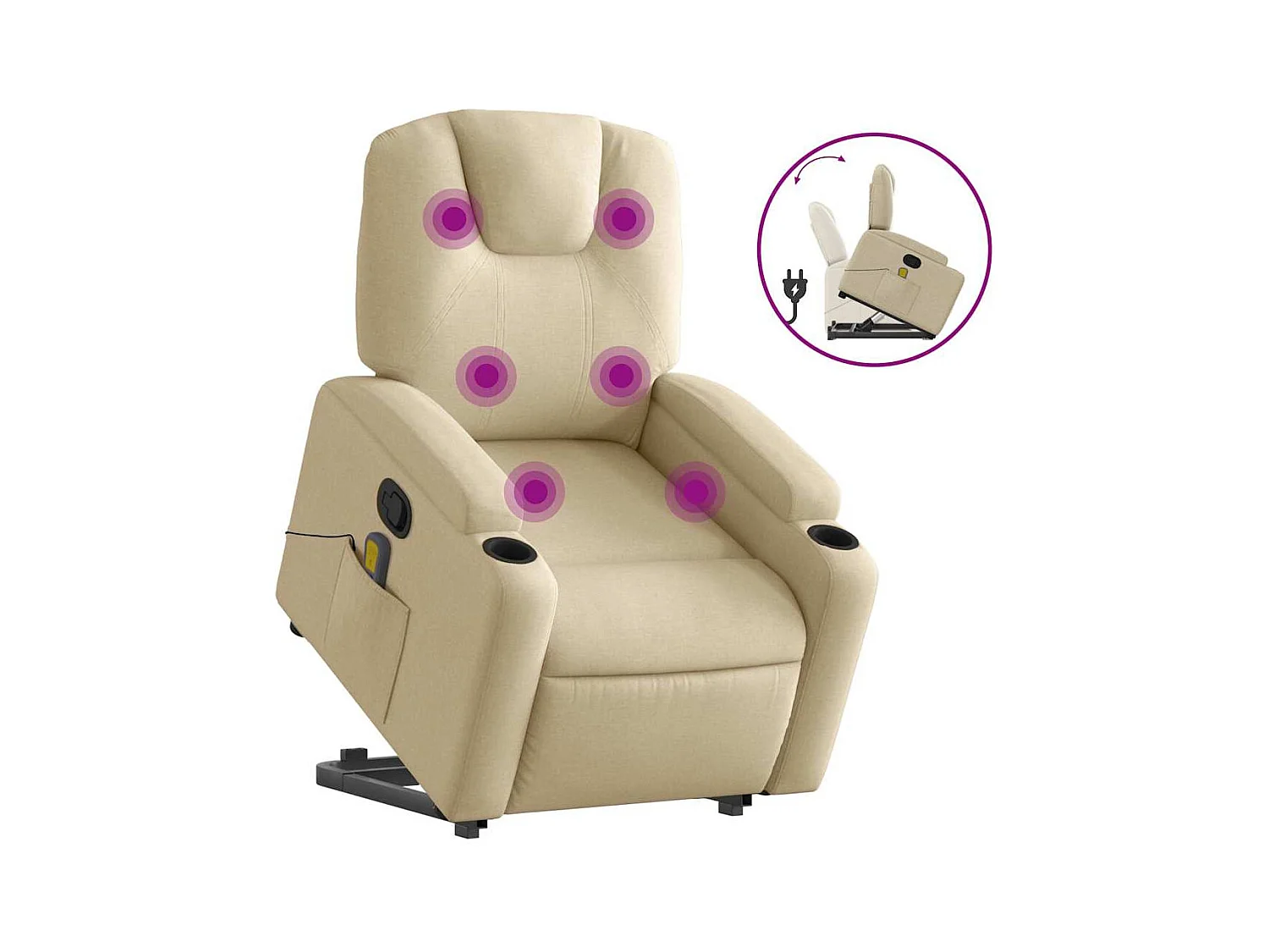 Silla de masaje reclinable de pie de tela color crema SHL2738