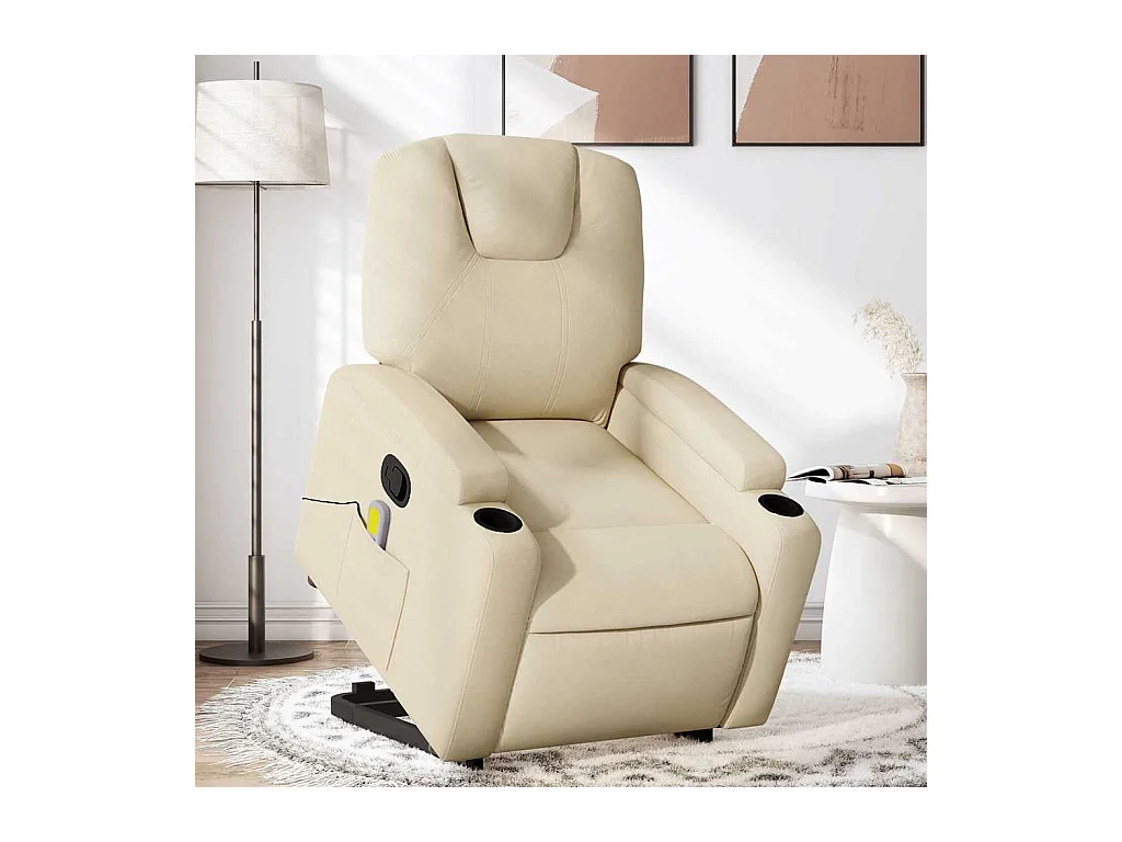 Silla de masaje reclinable de pie de tela color crema SHL2738