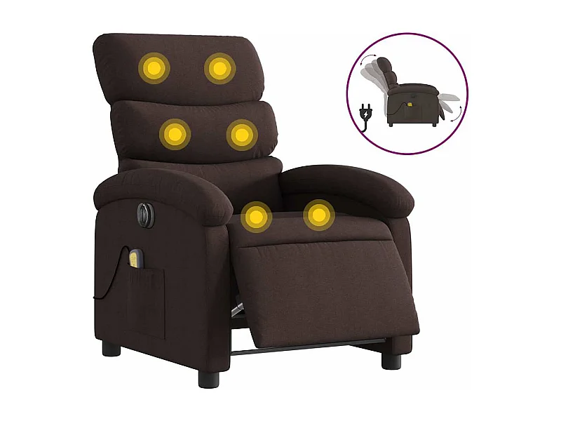 Sillón de relax | Sillón reclinable de masaje eléctrico tela marrón oscuro SHL9759