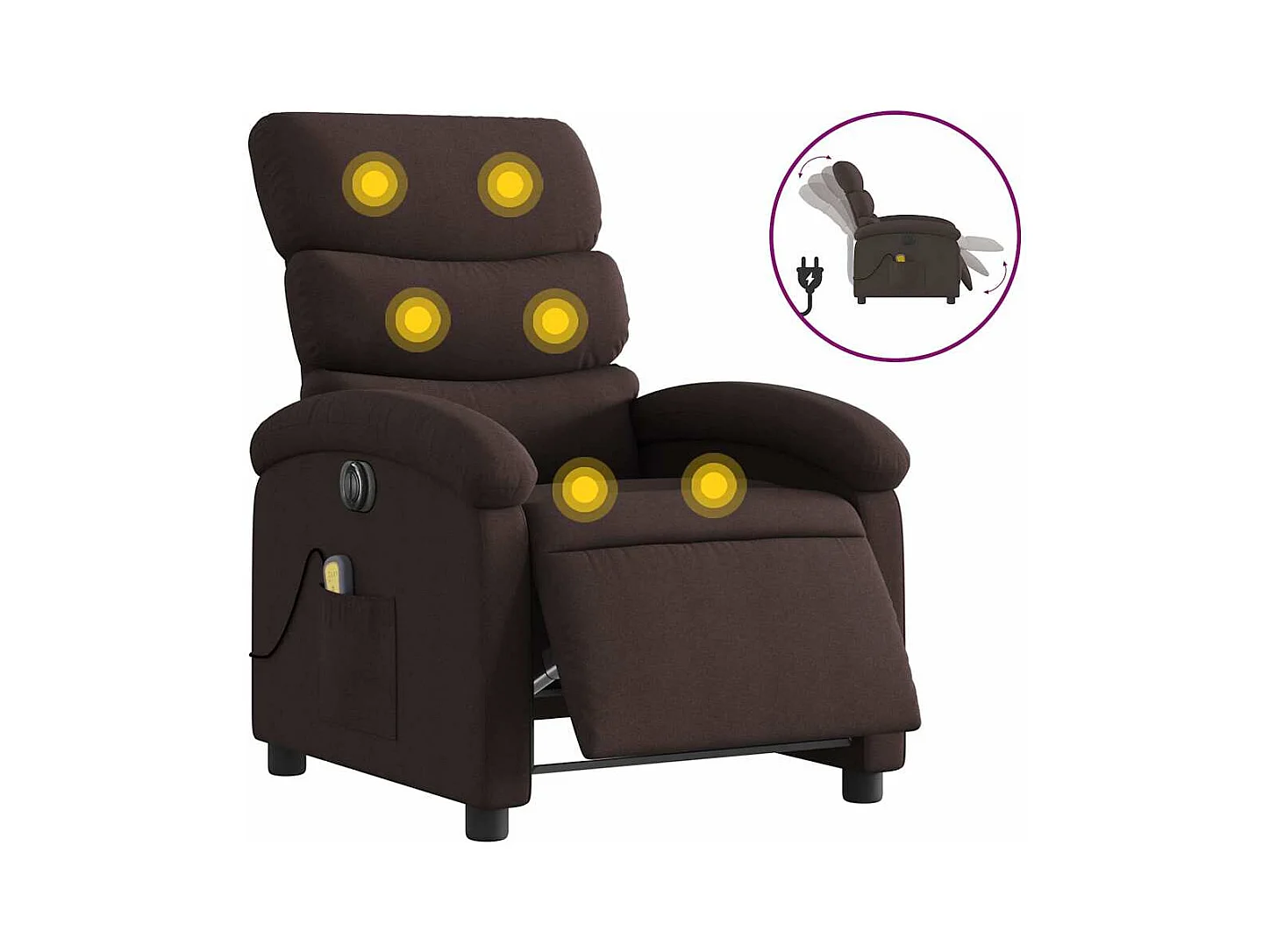 Fauteuil inclinable électrique-Fauteuil de massage pour Salon Marron foncé Tissu SHL3180