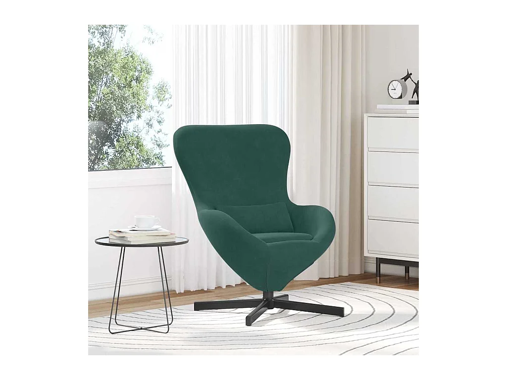 Sillón de relax | Sillón huevo Verde oscuro 63x73x90 cm Terciopelo SHL6631