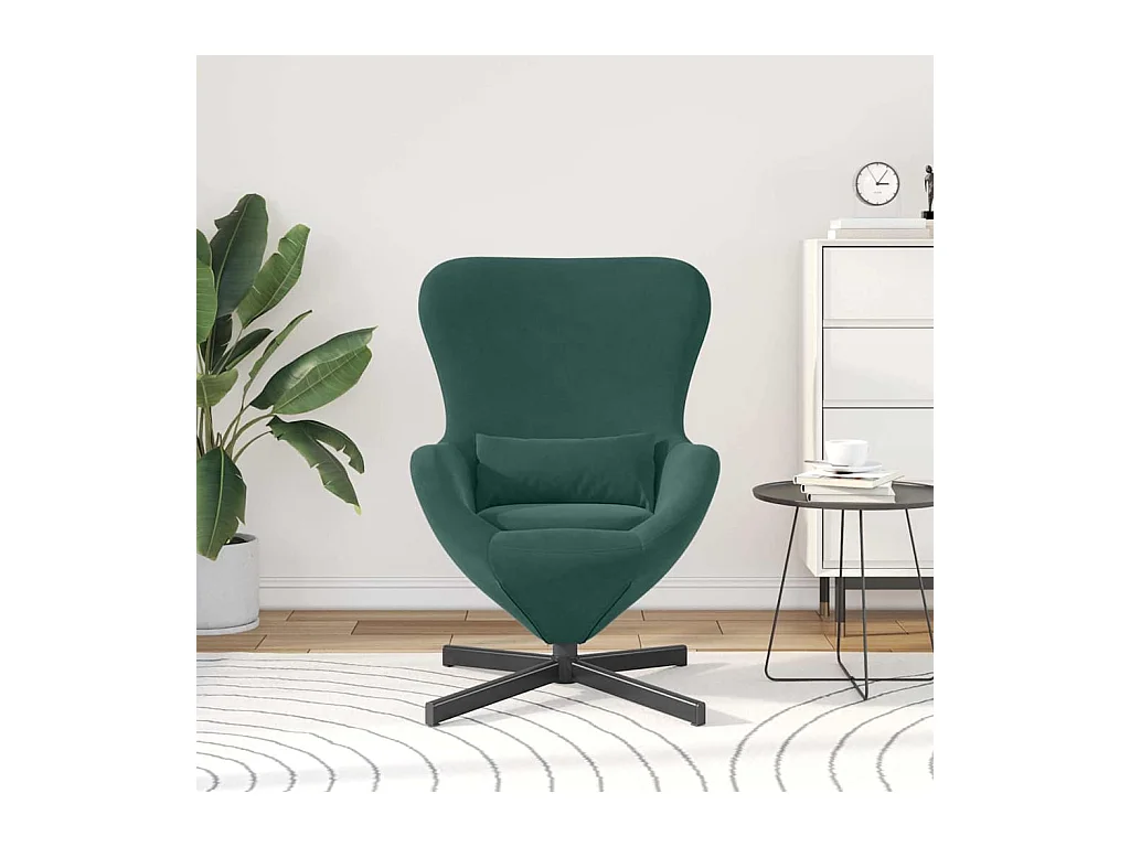 Sillón de relax | Sillón huevo Verde oscuro 63x73x90 cm Terciopelo SHL6631