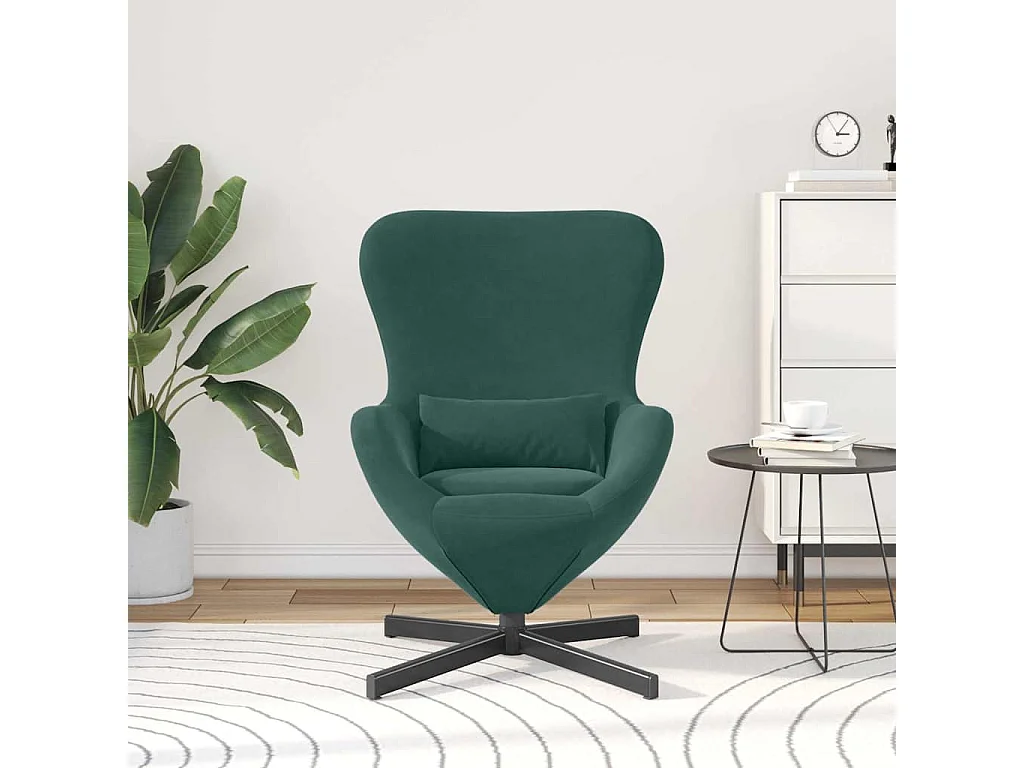 Sillón de relax | Sillón huevo Verde oscuro 63x73x90 cm Terciopelo SHL6631