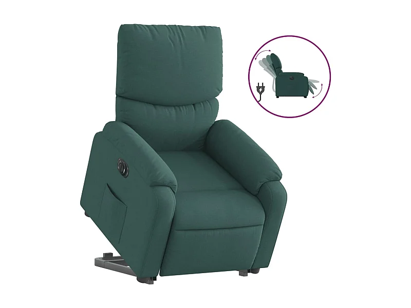 Fauteuil inclinable électrique-Chaise de relax-Fauteuil salon vert foncé tissu SHL1067