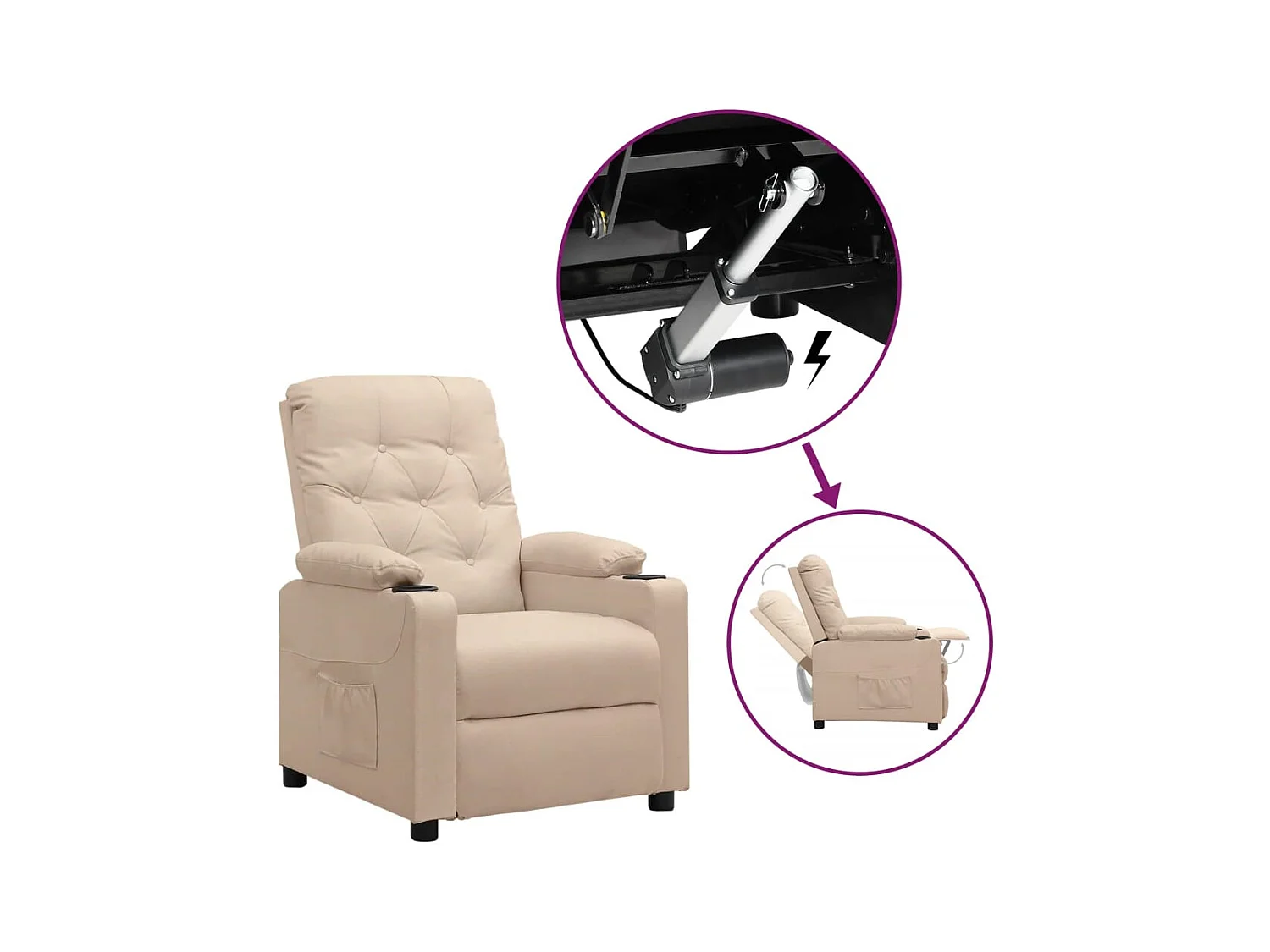 Silla de relax | Sillón elevable tela crema SHL5680