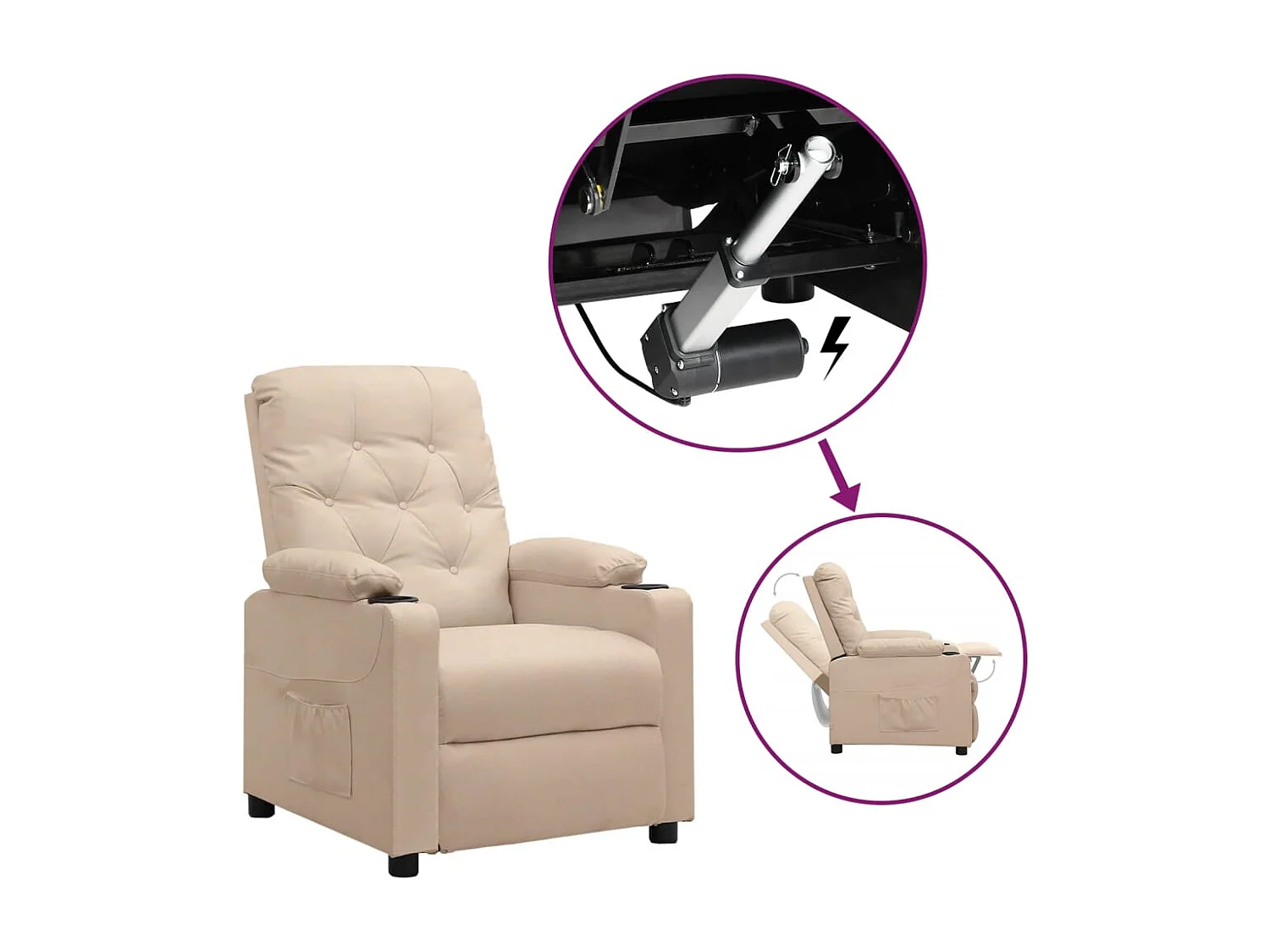 Sta-op-stoel | Relaxstoel stof crèmekleurig