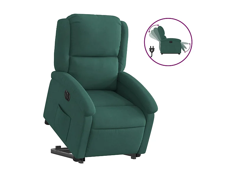 Fauteuil inclinable électrique-Chaise de relax-Fauteuil salon vert foncé velours SHL4987