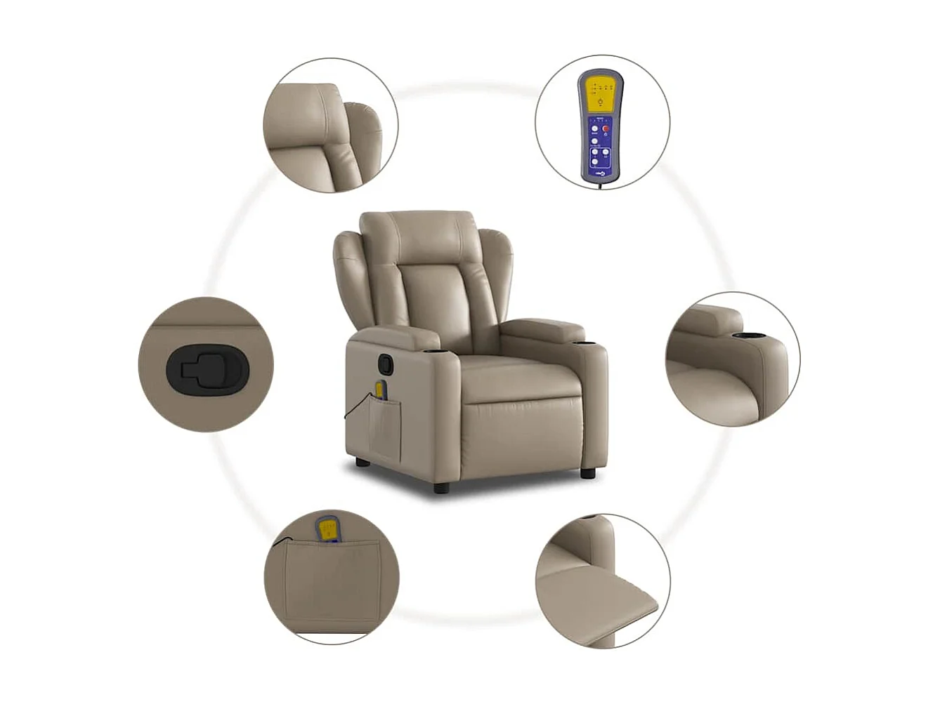 Sillón de salón | Silla | Sillón de masaje reclinable cuero sintético color capuchino SHL9741