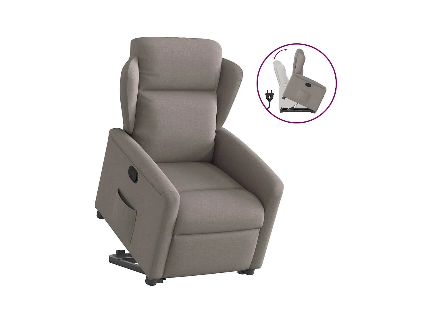 Sillón de relax | Silla | Sillón reclinable elevable tela gris taupe SHL4774