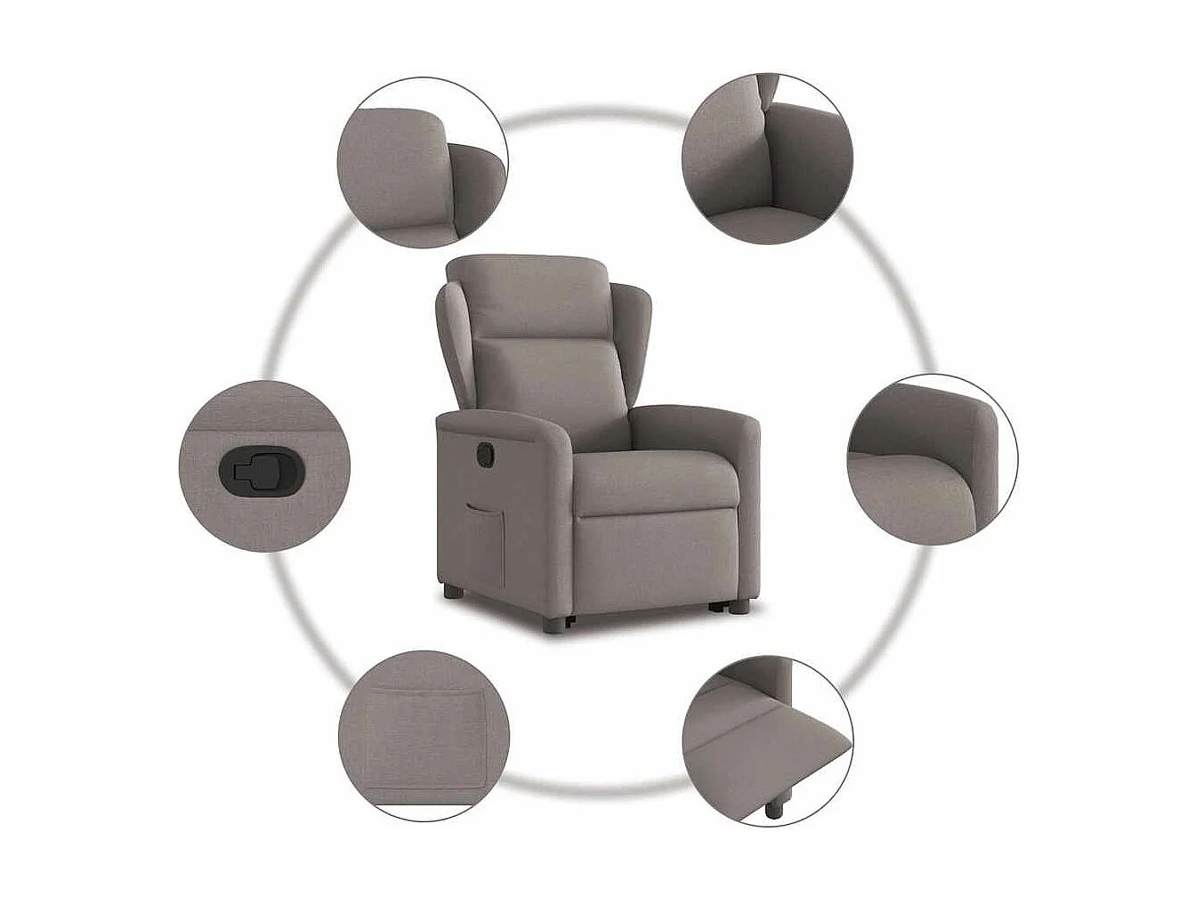 Fauteuil inclinable-Chaise de relax-Fauteuil TV taupe tissu SHL3313