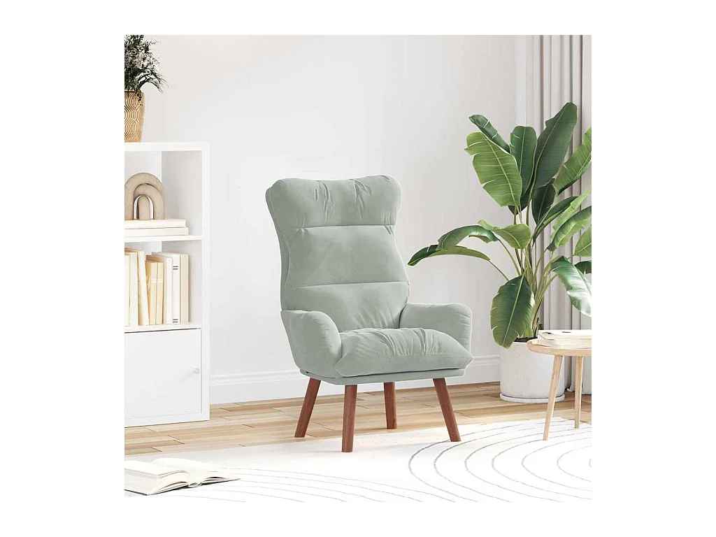 Sillón de relax | Silla Relax | Sillón de salón Gris claro 69x74x93 cm Terciopelo SHL2092