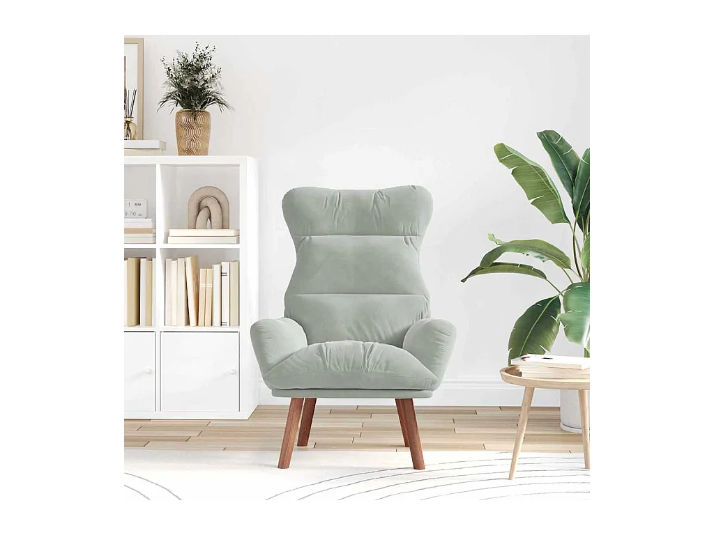 Sillón de relax | Silla Relax | Sillón de salón Gris claro 69x74x93 cm Terciopelo SHL2092