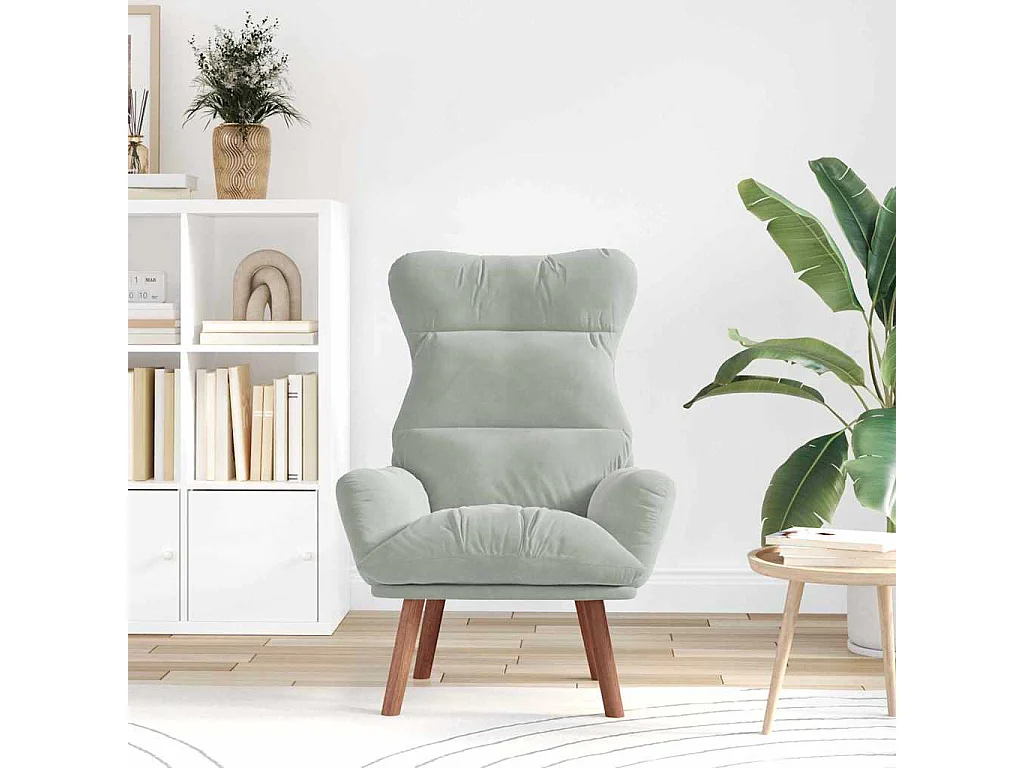 Relaxsessel | Lounge Sessel für Wohnzimmer Hellgrau 69x74x93 cm Samt SHL87297