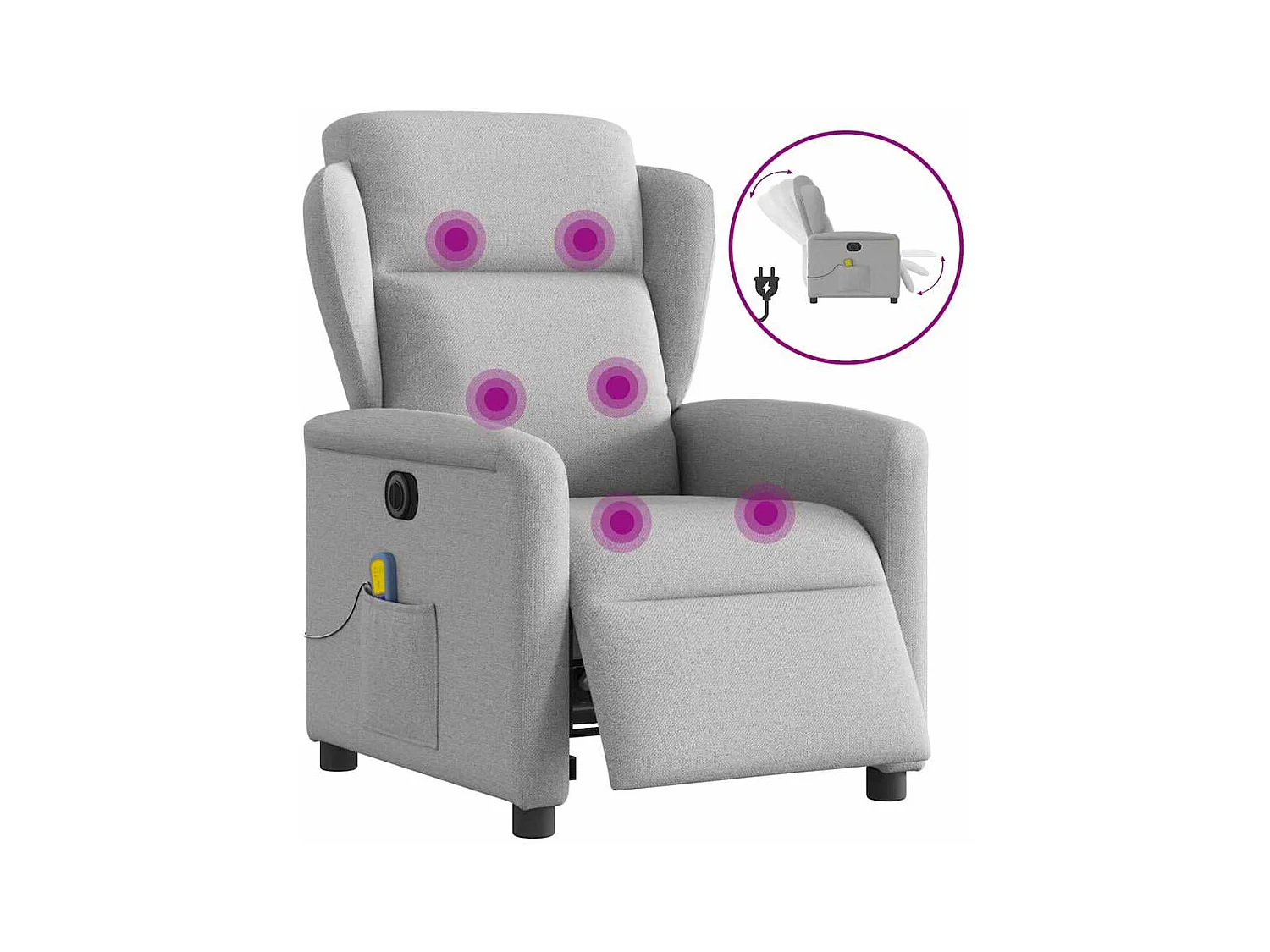 Sillón de relax | Sillón reclinable de masaje eléctrico tela gris nube SHL3089