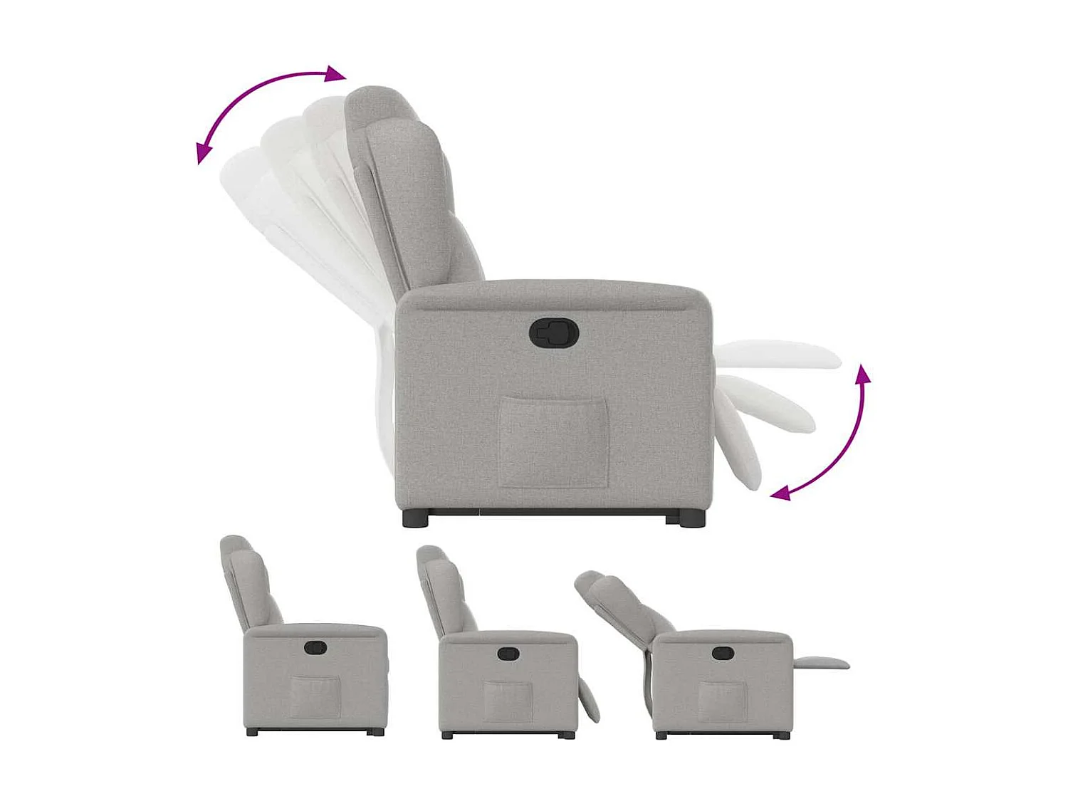 Fauteuil inclinable-Chaise de relax-Fauteuil TV gris nuage tissu SHL3476